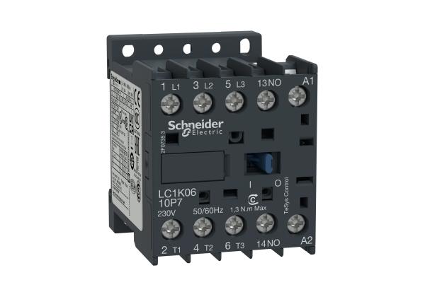 LC1K0610P7 Мини-контактор 6А, 3Р (3 Н.О.), доп. контакт 1 Н.О., катушка 230В AC Schneider Electric